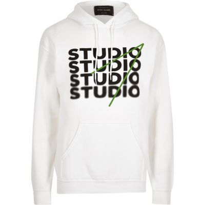 White &#39;Studio&#39; print hoodie